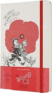 Moleskine Limited Edition Wizard of Oz Notebook, Hard Cover, Large (5" x 8.25") Ruled/Lined, Poppy Field, 240 Pages