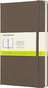 Moleskine Classic Notebook, Hard Cover, Large (5" x 8.25") Plain/Blank, Earth Brown, 240 Pages